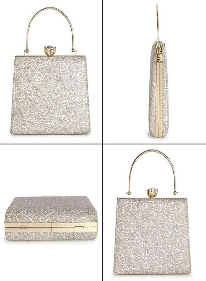 Zaib Bridal Clutch for Women - Elegant Evening Purse, Wedding Accessories, Satin Shoulder Bag for Brides, Bridesmaids, Formal Occasions, Prom, and Cocktail Parties (Silver - 50 No) - Image 4